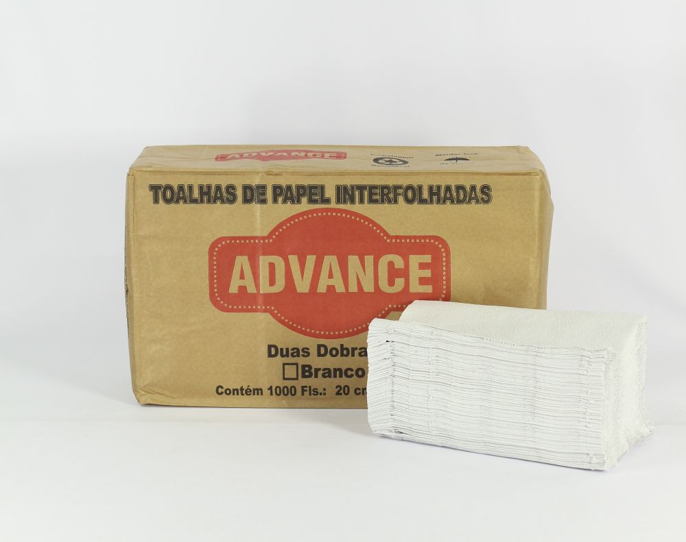 PAPEL TOALHA INTERFOLHA BRANCO 20CM X 21CM ADVANCE C/1.000