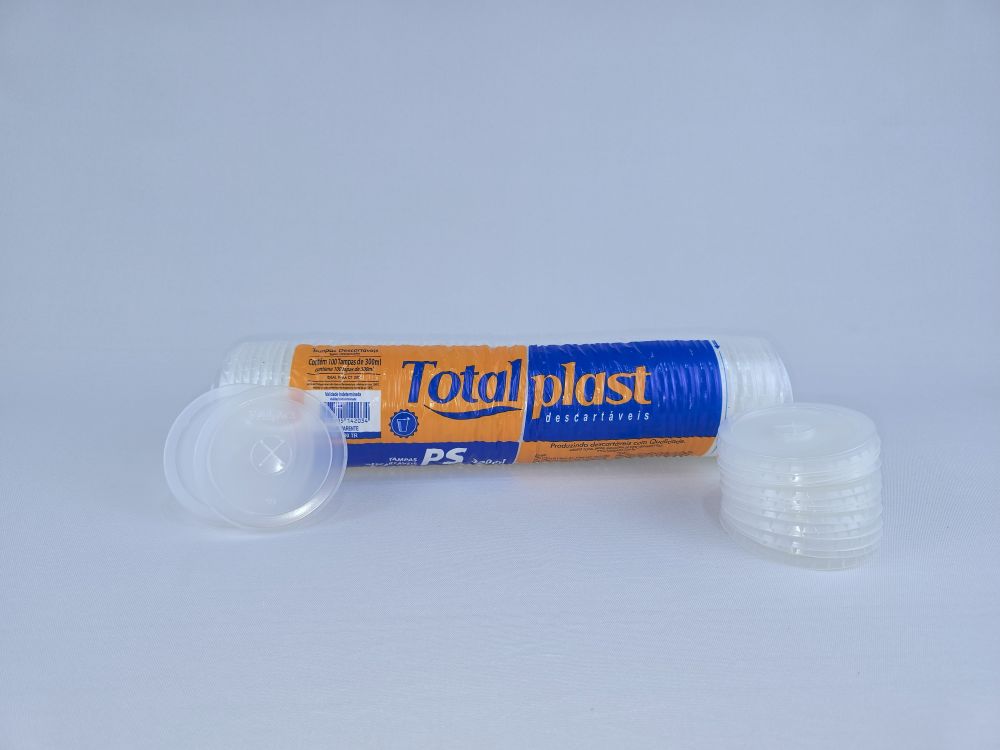 TP-300TR TAMPA COM FURO PS PARA COPO 300ML C/100 TOTALPLAST