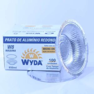 MARMITA DE ALUMINIO REDONDA FECHAMENTO MAQUINA W8 850ML C/100 WYDA