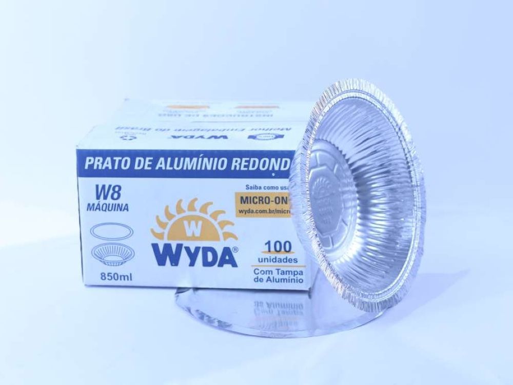 MARMITA DE ALUMINIO REDONDA FECHAMENTO MAQUINA W8 850ML C/100 WYDA
