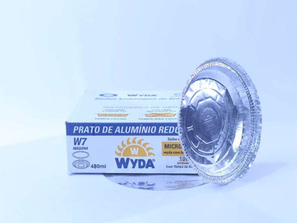 MARMITA DE ALUMINIO REDONDA FECHAMENTO MAQUINA W7 480ML C/100 WYDA