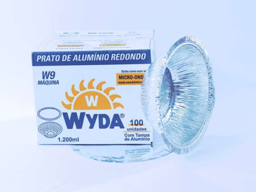 MARMITA DE ALUMINIO REDONDA FECHAMENTO MAQUINA W9 1200ML C/100 WYDA
