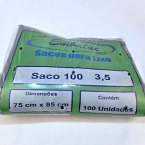 SACO LIXO 100LTS PRETO (75X85) C/100 EMBALAC