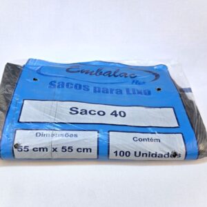 SACO LIXO 40LTS PRETO (55X55) C/100 EMBALAC