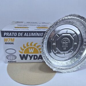 MARMITA DE ALUMINIO REDONDA FECHAMENTO MANUAL W7M 480ML C/100 WYDA