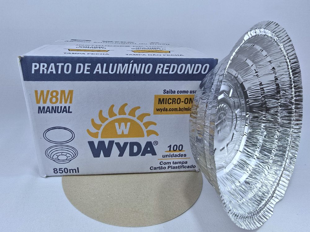 MARMITA DE ALUMINIO REDONDA FECHAMENTO MANUAL W8M 850ML C/100 WYDA