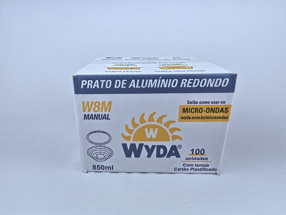 MARMITA DE ALUMINIO REDONDA FECHAMENTO MANUAL W8M 850ML C/100 WYDA - Imagem 2