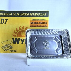 MARMITA DE ALUMINIO RETANGULAR COM TAMPA CARTAO D7 750ML C/100 WYDA