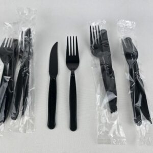 KIT GARFO E FACA PRETO EMBALADO C/50 GOLDENPLAST