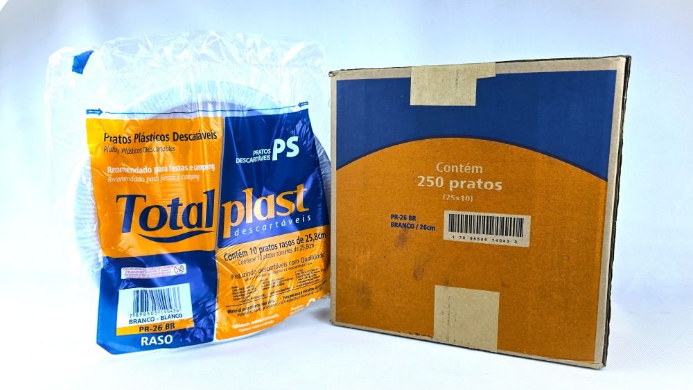 PR-26 PRATO REFEICAO BRANCO 26CM C/10 TOTALPLAST