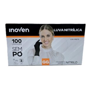 LUVA NITRILICA PRETA S/PO GG - C/100