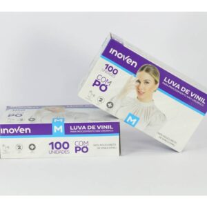 LUVA DE VINIL COM PO M - C/100